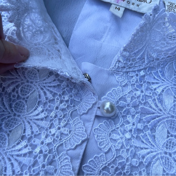 Vintage Brownstone Studio boho victorian lace pearl button blouse top Size 14 - Picture 4 of 14